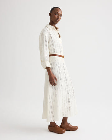 TWP Ivory The A-Line Unlined Skirt in Ladder Weave Linen view 2