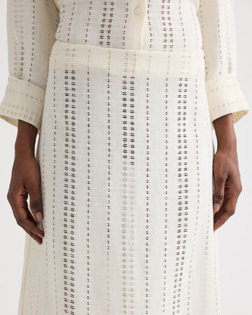 TWP Ivory The A-Line Unlined Skirt in Ladder Weave Linen view 4