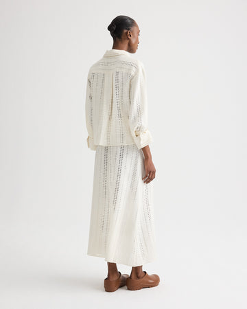 TWP Ivory The A-Line Unlined Skirt in Ladder Weave Linen view 5