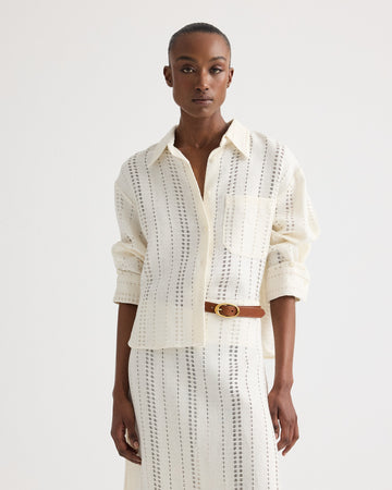 TWP Ivory J.D. Shirt in Ladder Weave Linen view 1