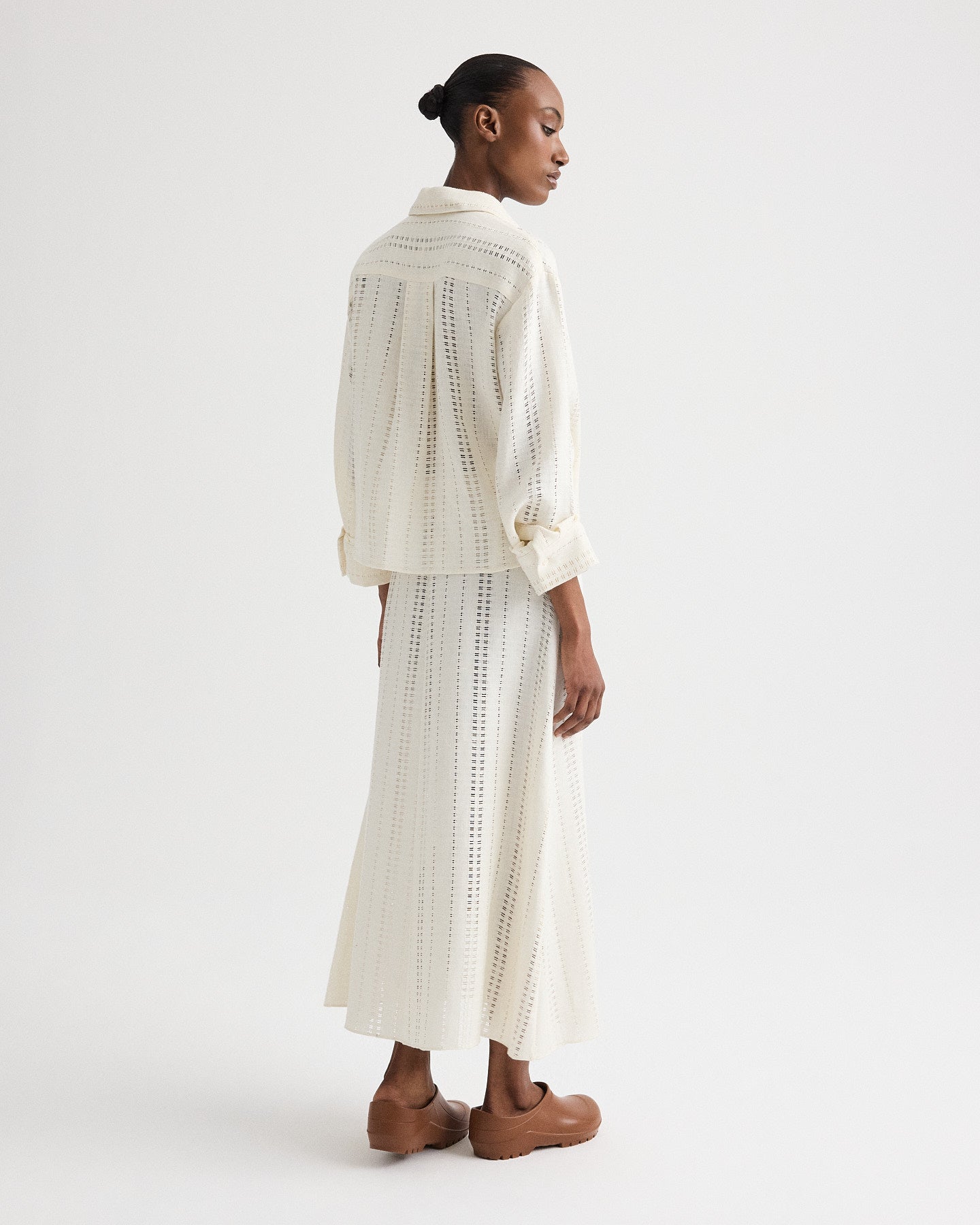 Ivory J.D. Shirt in Ladder Weave Linen | TWP