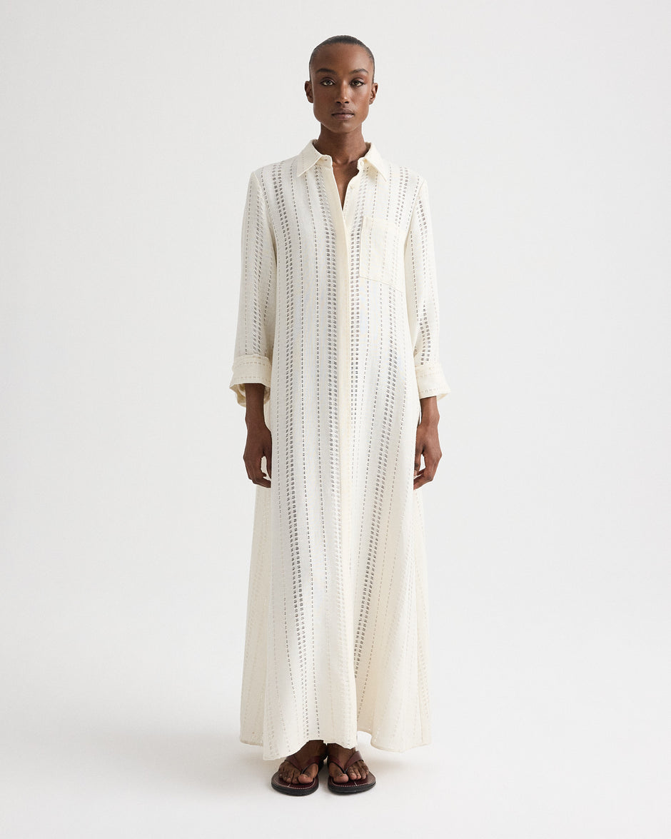 TWP Ivory Jenny's Gown in Ladder Weave Linen view 1