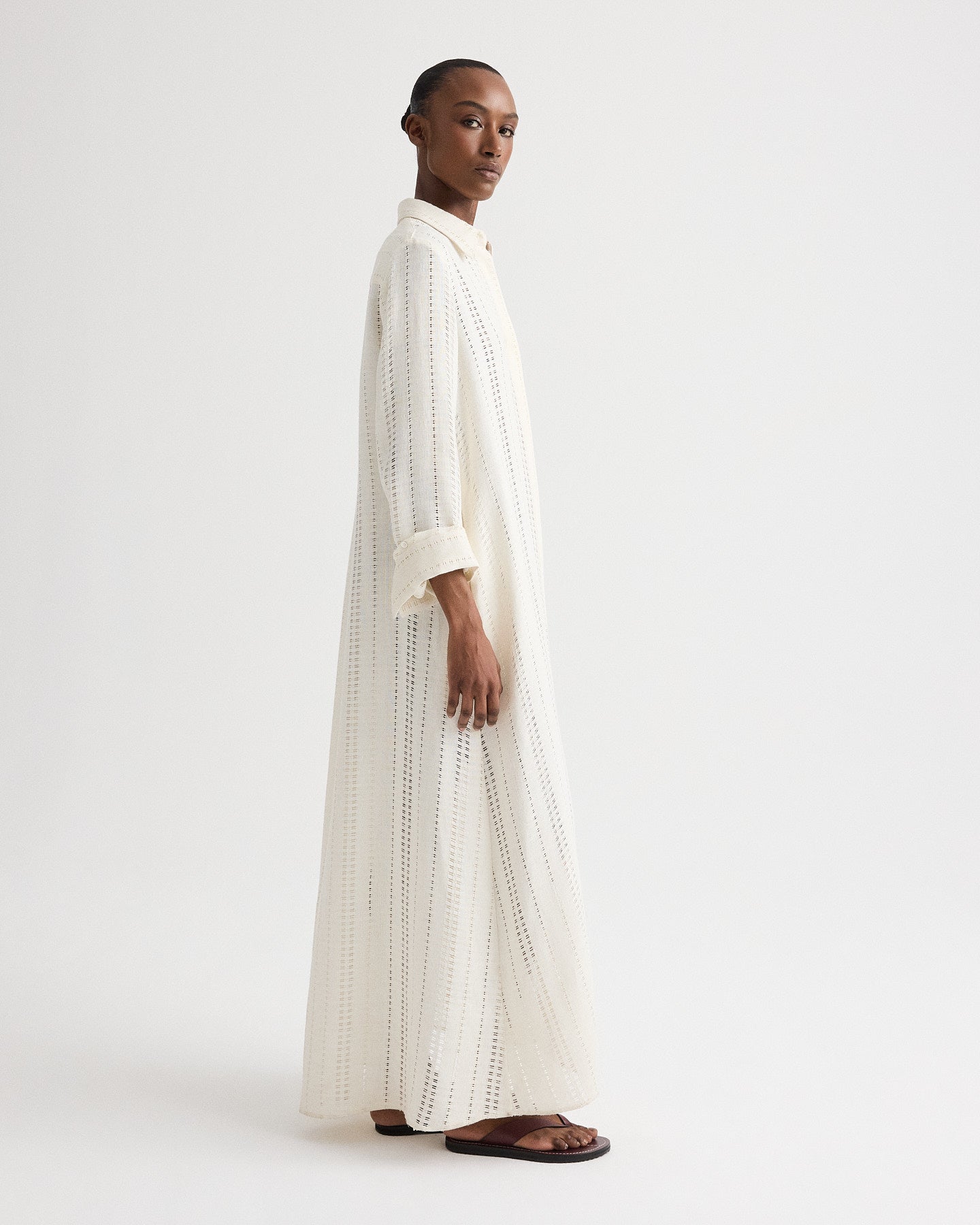 TWP Ivory Jenny's Gown in Ladder Weave Linen view 4