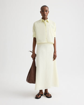 TWP Glass green The A-Line Skirt in Fluid Linen Shirting view 1