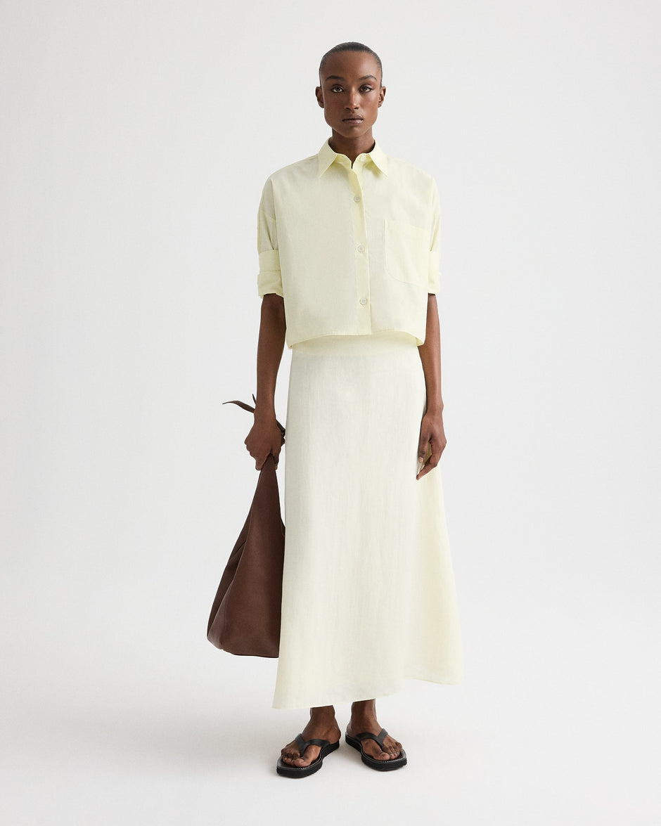 TWP Glass green The A-Line Skirt in Fluid Linen Shirting view 1