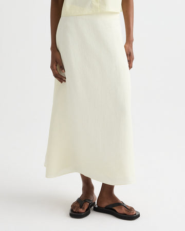 TWP Glass green The A-Line Skirt in Fluid Linen Shirting view 3