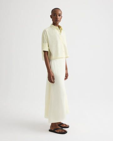 TWP Glass green The A-Line Skirt in Fluid Linen Shirting view 4