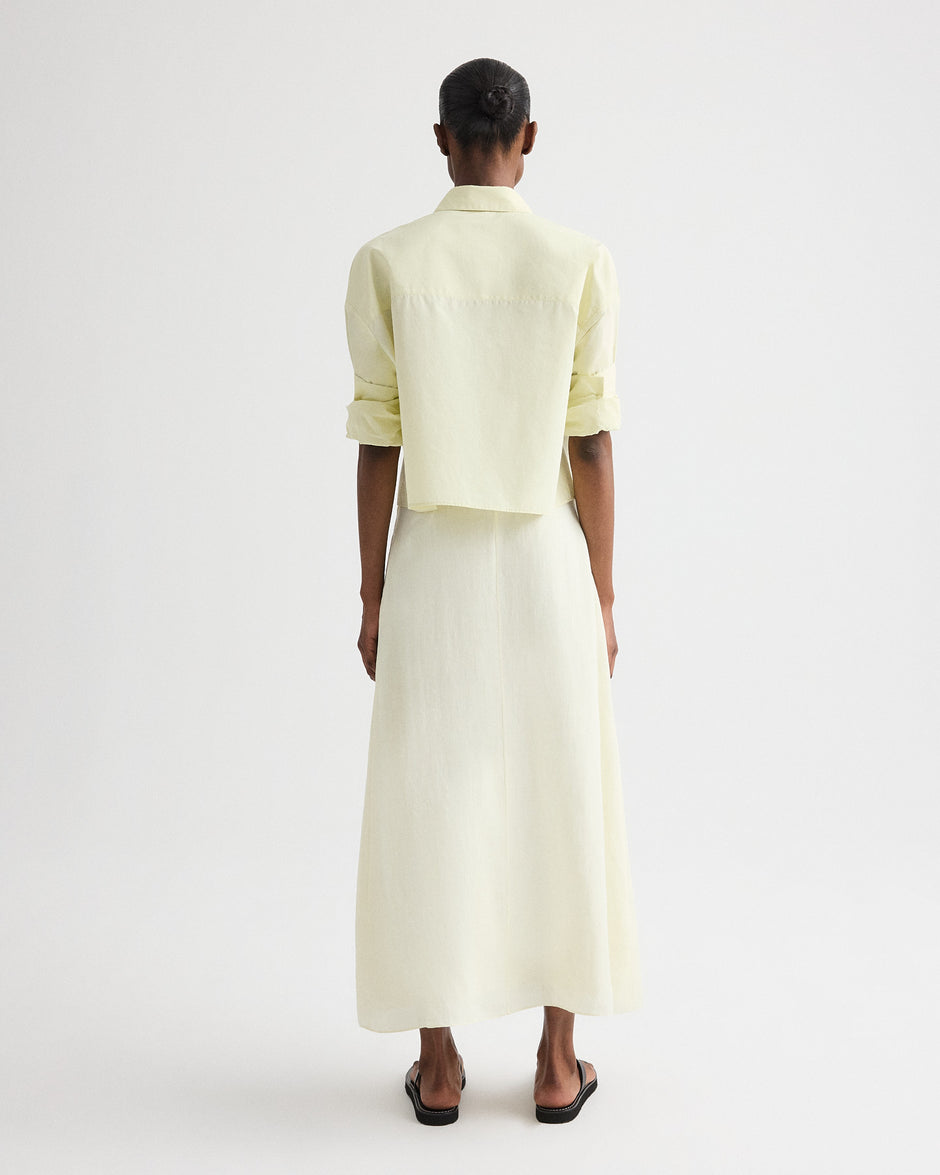TWP Glass green The A-Line Skirt in Fluid Linen Shirting view 5