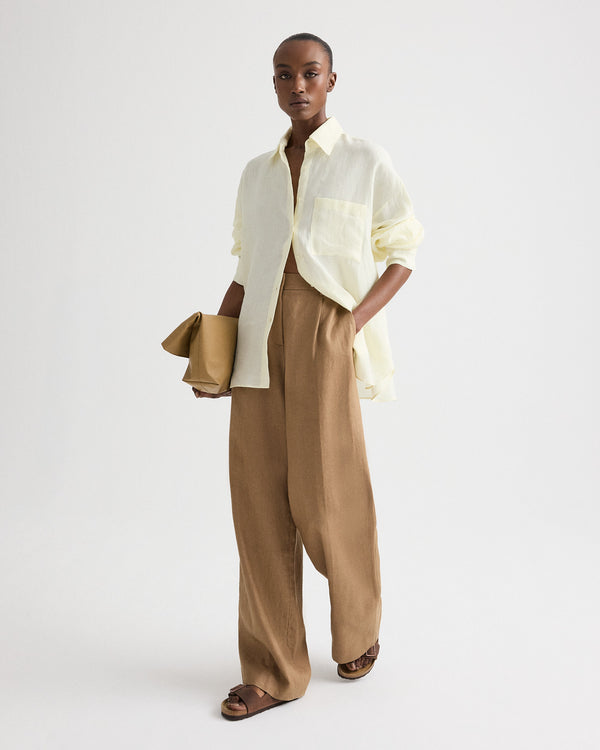 TWP Glass green Something Borrowed Shirt in Fluid Linen Shirting view 4