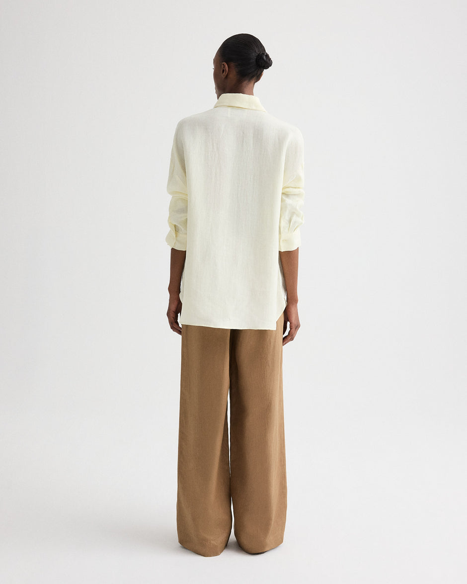 TWP Glass green Something Borrowed Shirt in Fluid Linen Shirting view 5