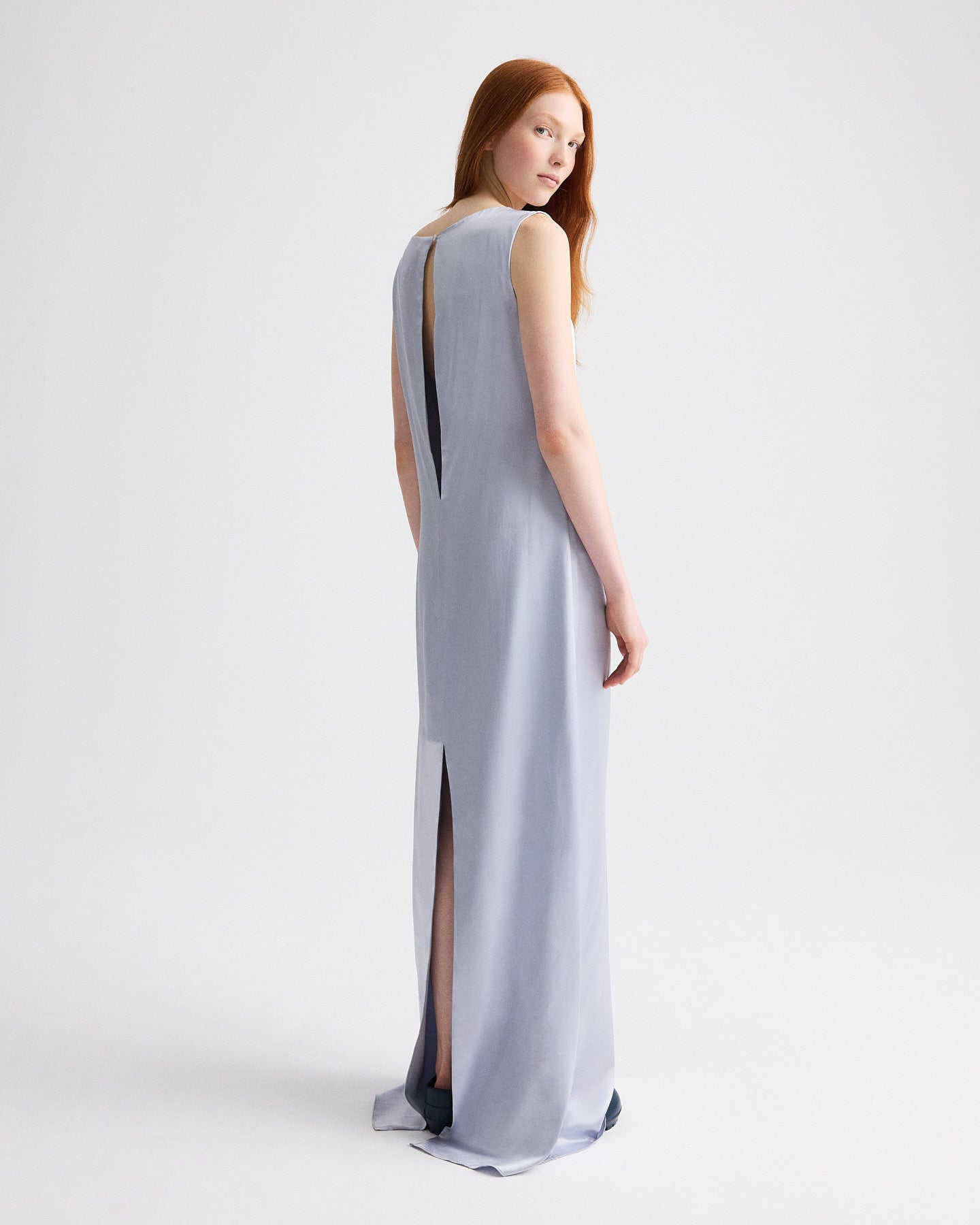 TWP Halogen blue Simple Twist of Fate in Crepe Back Satin view 1