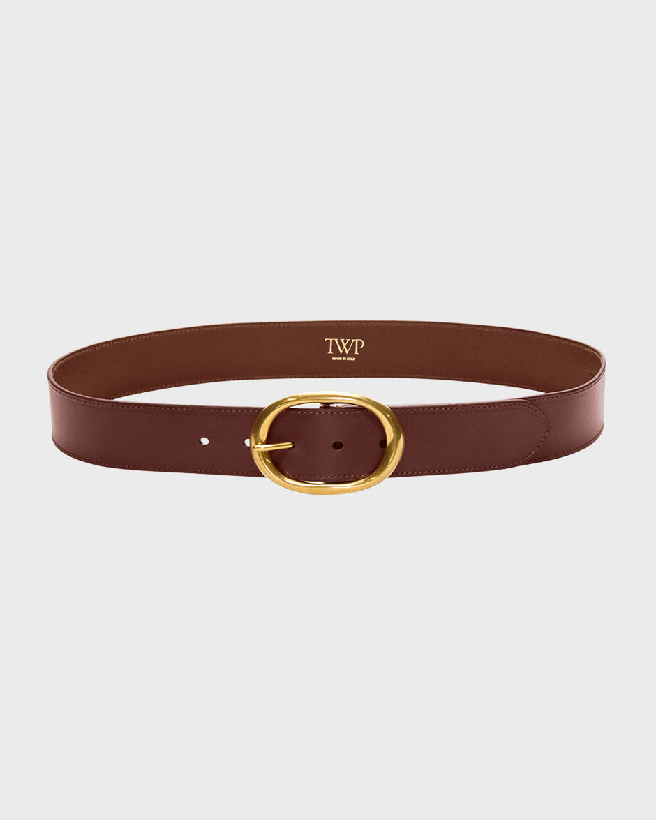 TWP Dark luggage Wide Belt in Vachetta Leather view 1