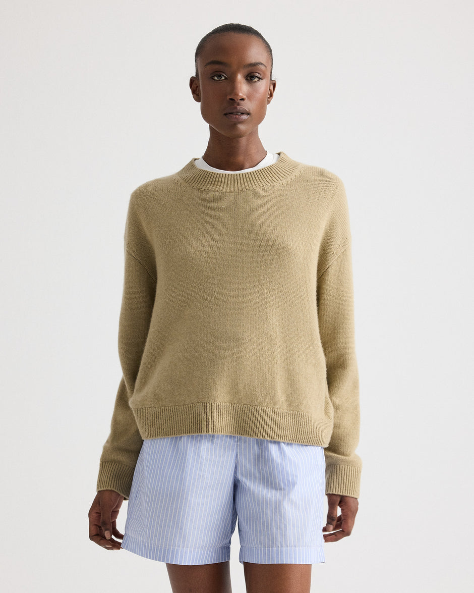 TWP Olive grey Boy Crewneck Sweater in Italian Cashmere view 1