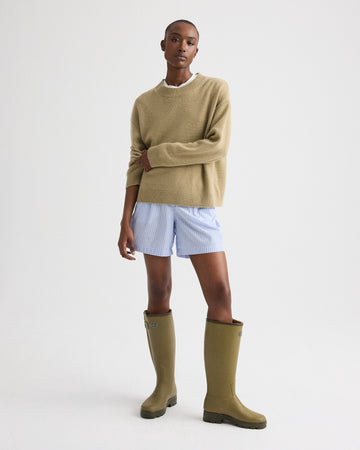 TWP Olive grey Boy Crewneck Sweater in Italian Cashmere view 3