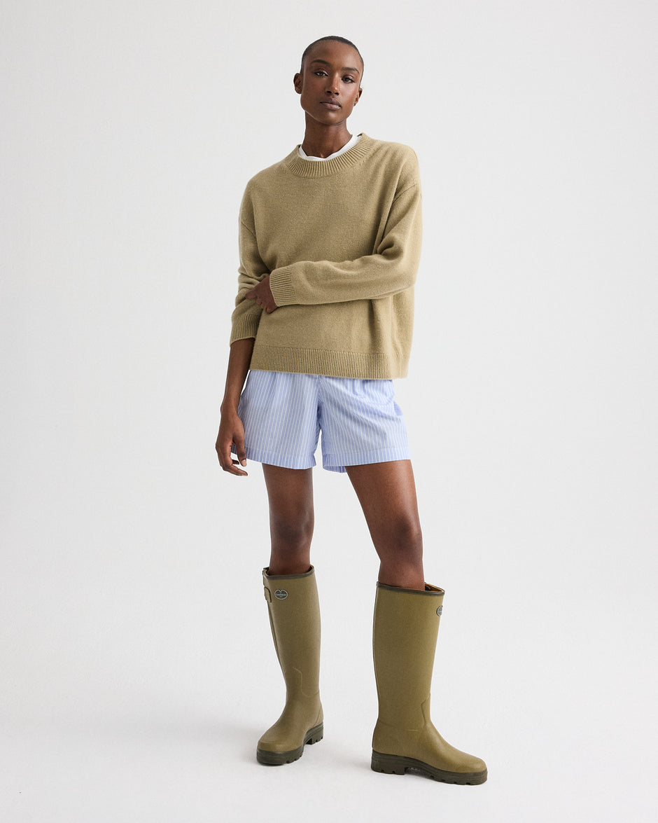 TWP Olive grey Boy Crewneck Sweater in Italian Cashmere view 3