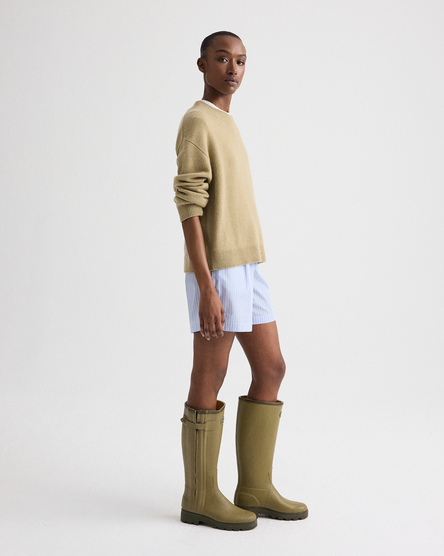 TWP Olive grey Boy Crewneck Sweater in Italian Cashmere view 4