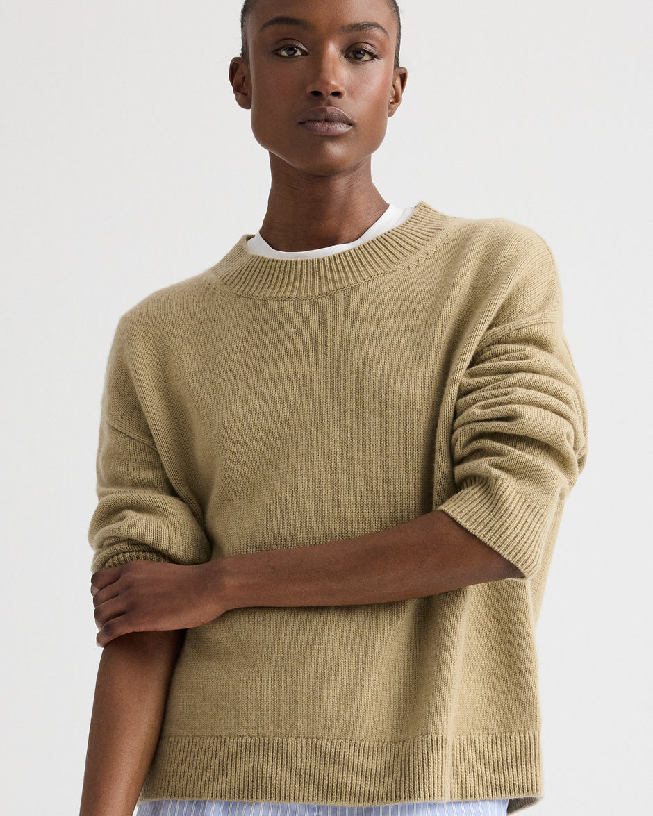 TWP Olive grey Boy Crewneck Sweater in Italian Cashmere view 2
