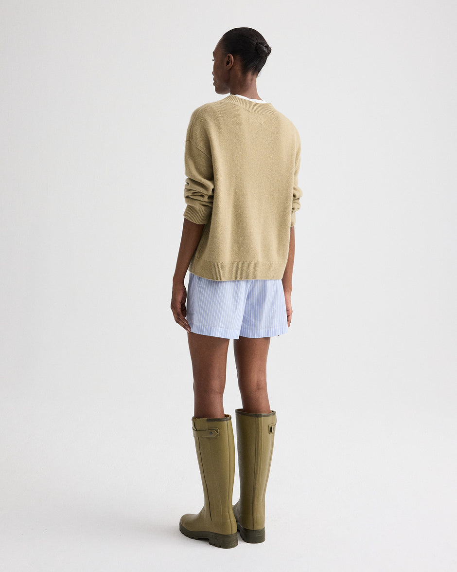 TWP Olive grey Boy Crewneck Sweater in Italian Cashmere view 5