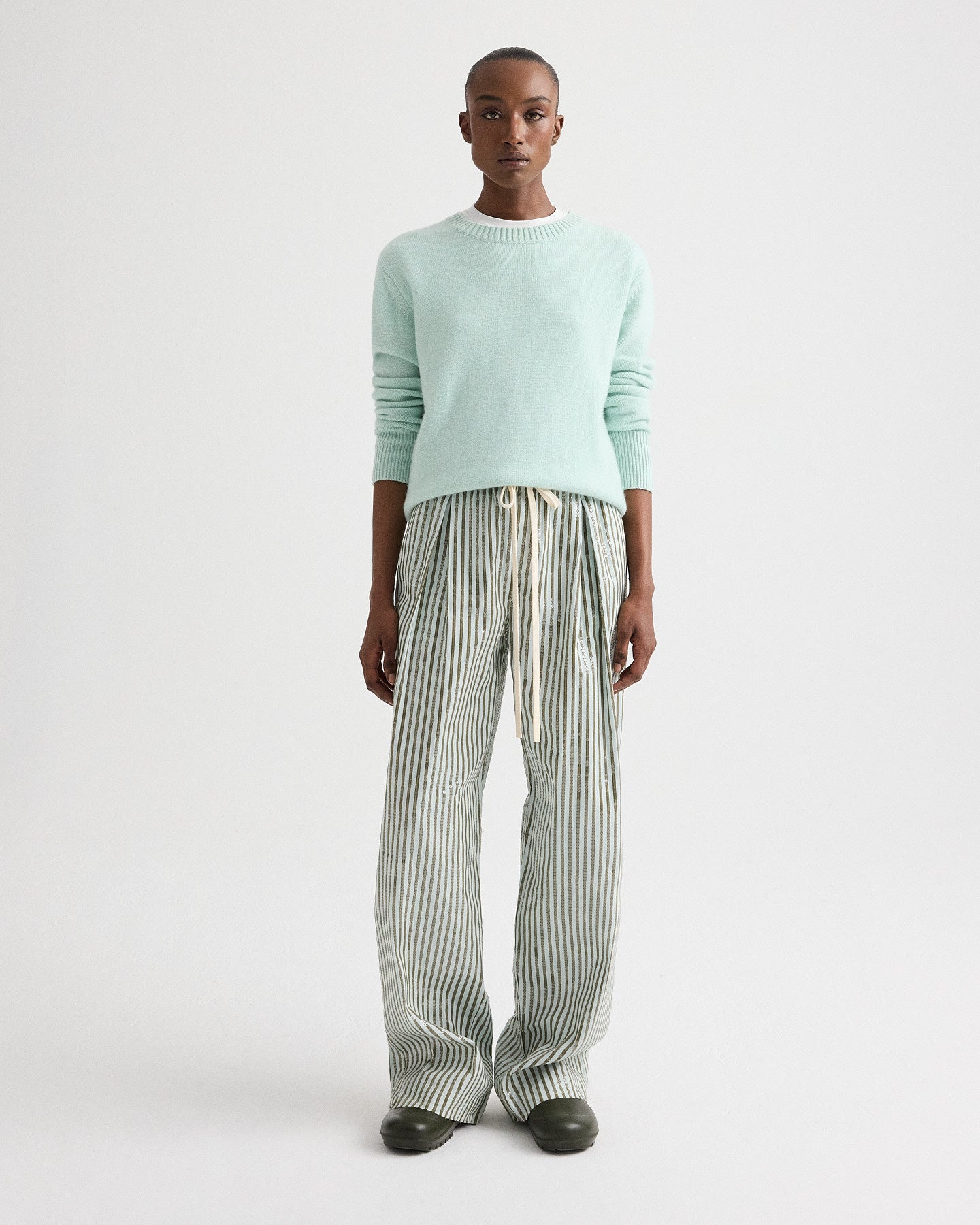 TWP Pale aqua Boy Crewneck Sweater in Italian Cashmere view 3