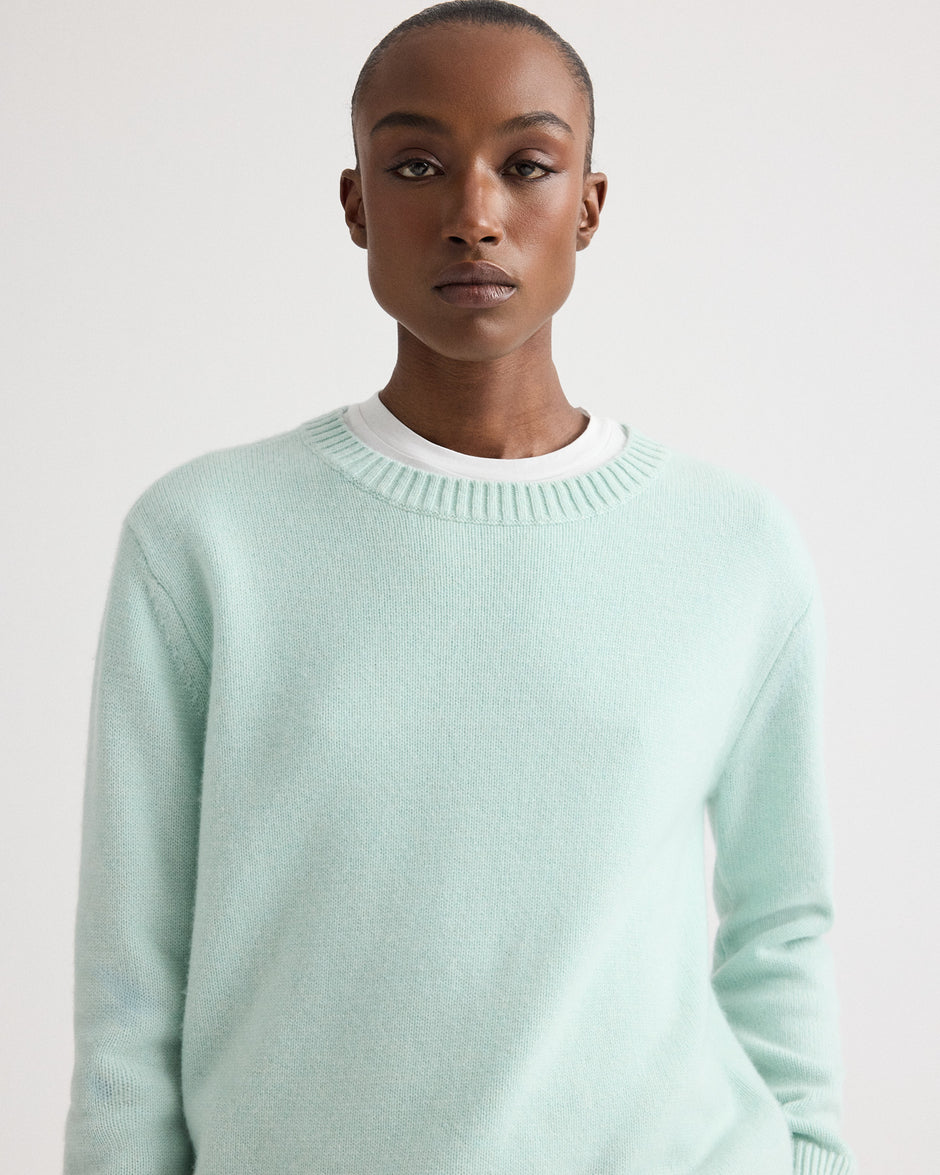 TWP Pale aqua Boy Crewneck Sweater in Italian Cashmere view 2