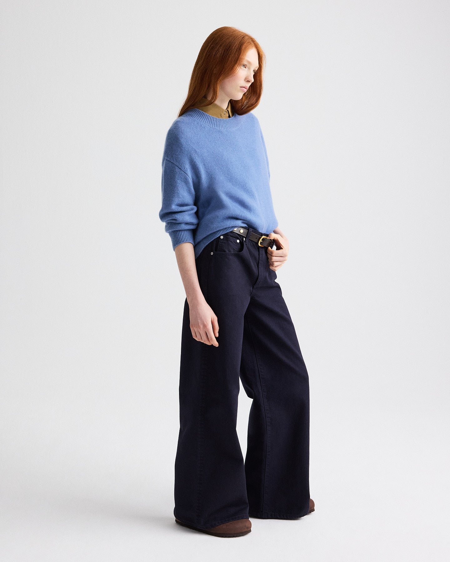 TWP Country blue Boy Crewneck Sweater in Italian Cashmere view 3