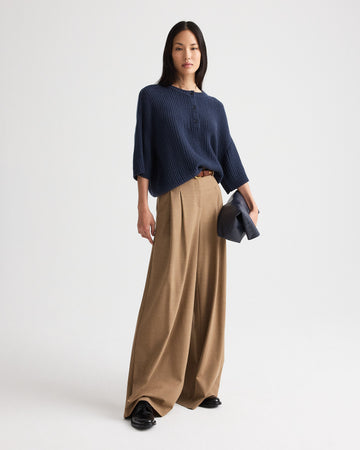 TWP Night sky Short Sleeve Henley in Italian Cashmere view 3