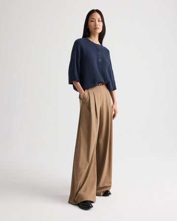 TWP Night sky Short Sleeve Henley in Italian Cashmere view 4