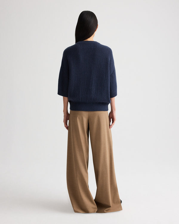 TWP Night sky Short Sleeve Henley in Italian Cashmere view 5