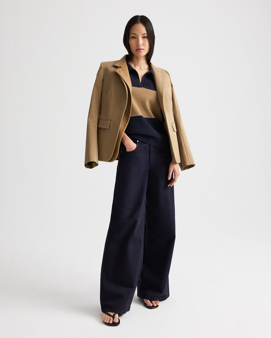 TWP Blueberry / ermine Slightly Oversized Polo in Italian Cashmere view 4