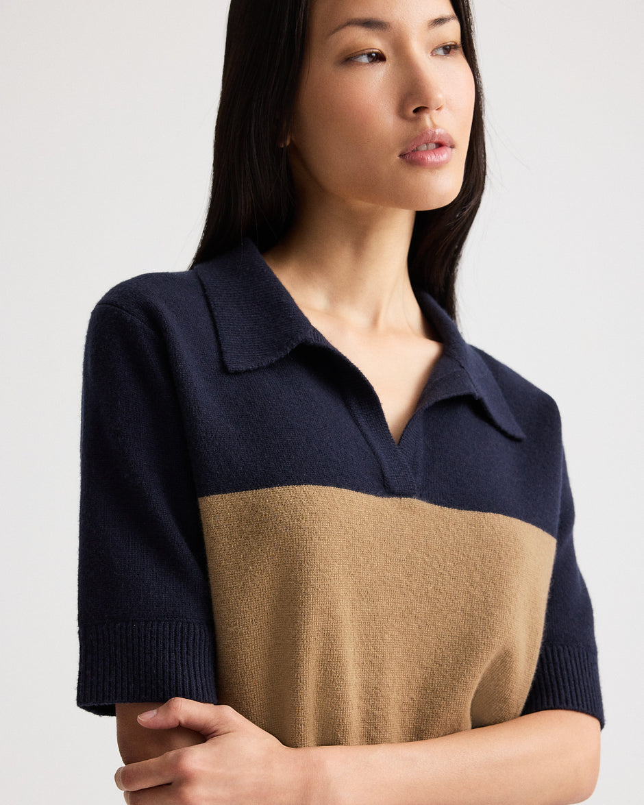 TWP Blueberry / ermine Slightly Oversized Polo in Italian Cashmere view 2