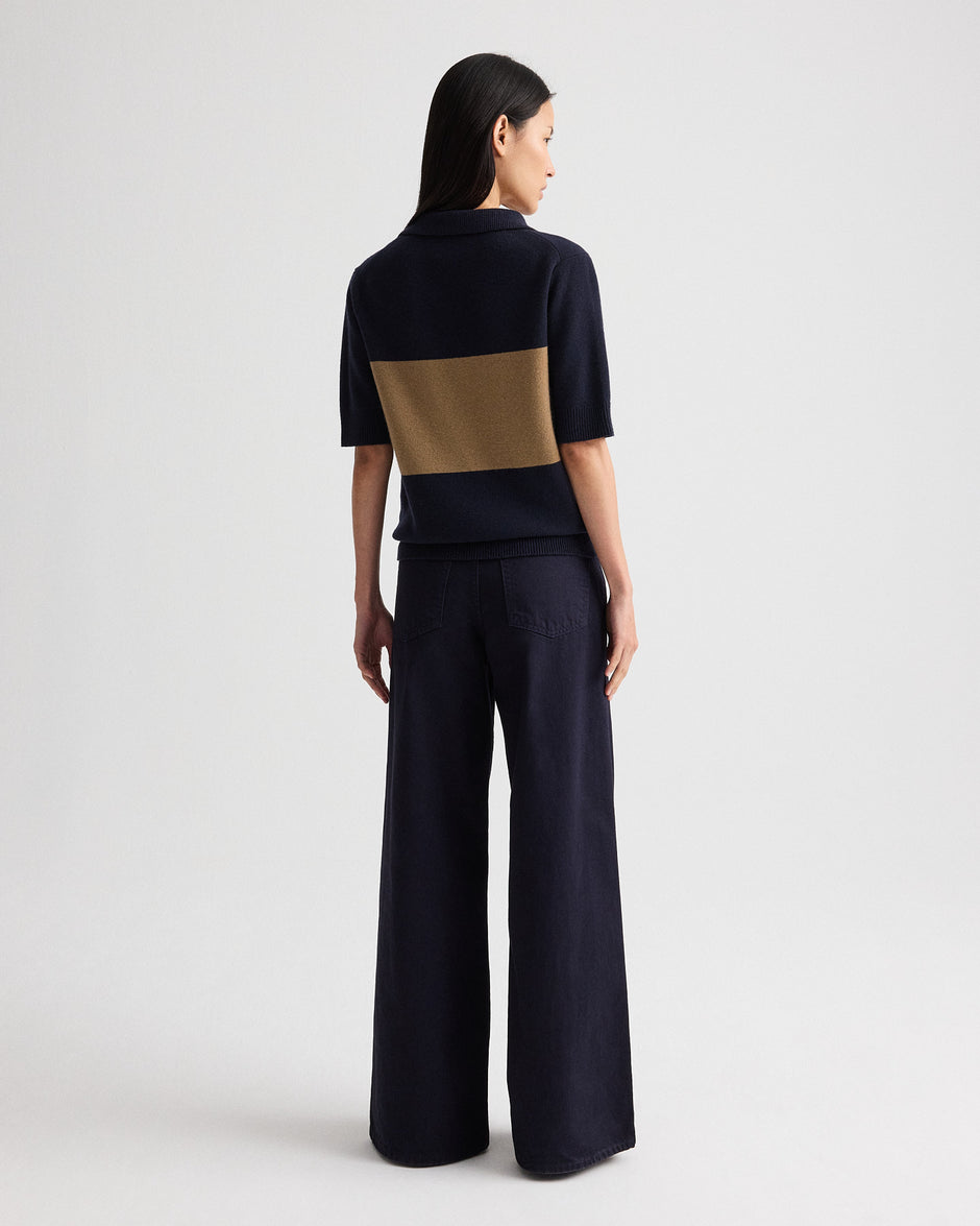 TWP Blueberry / ermine Slightly Oversized Polo in Italian Cashmere view 5