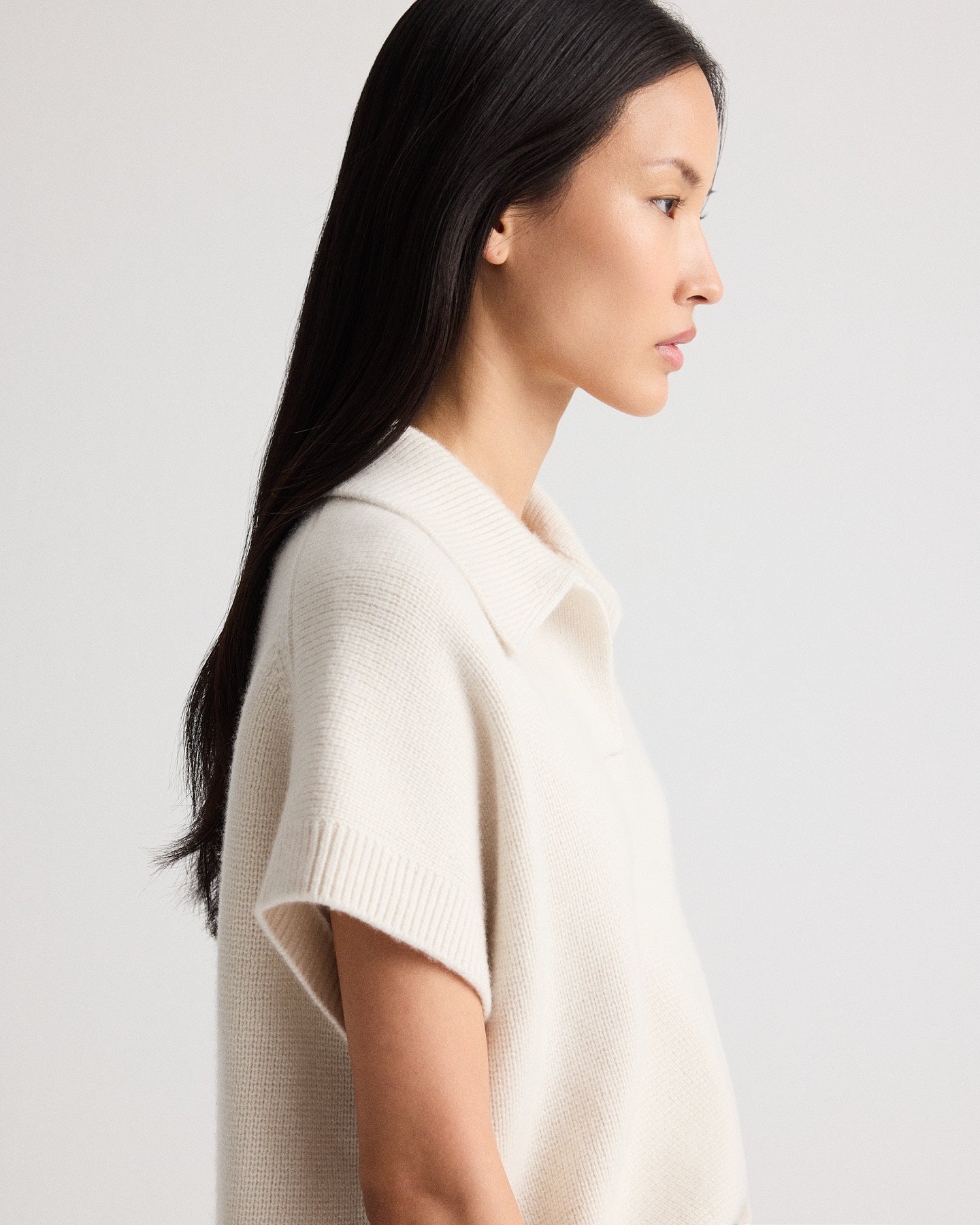 TWP Ivory Supersized Polo in Italian Cashmere view 4