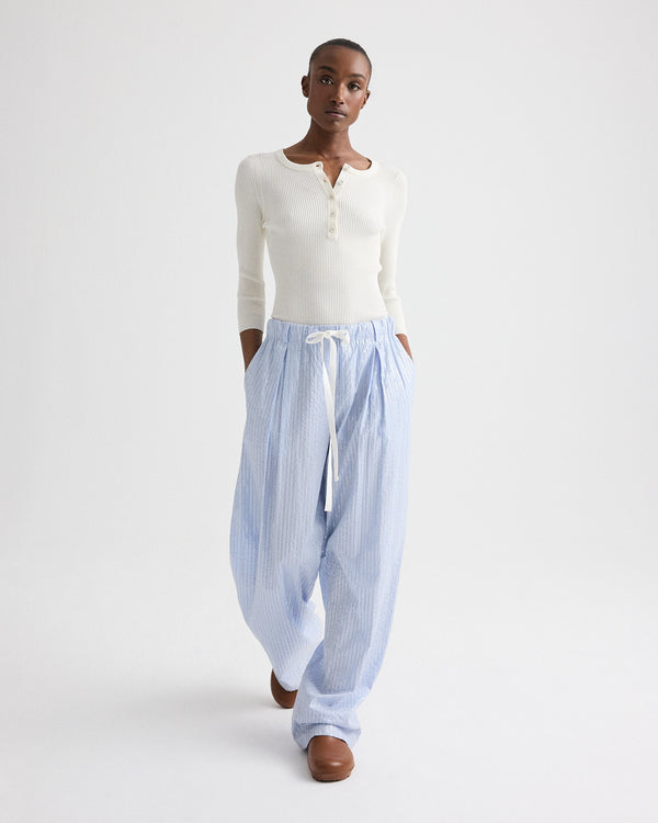 TWP Ivory The Henley Sweater in Cotton Silk Yarn view 3