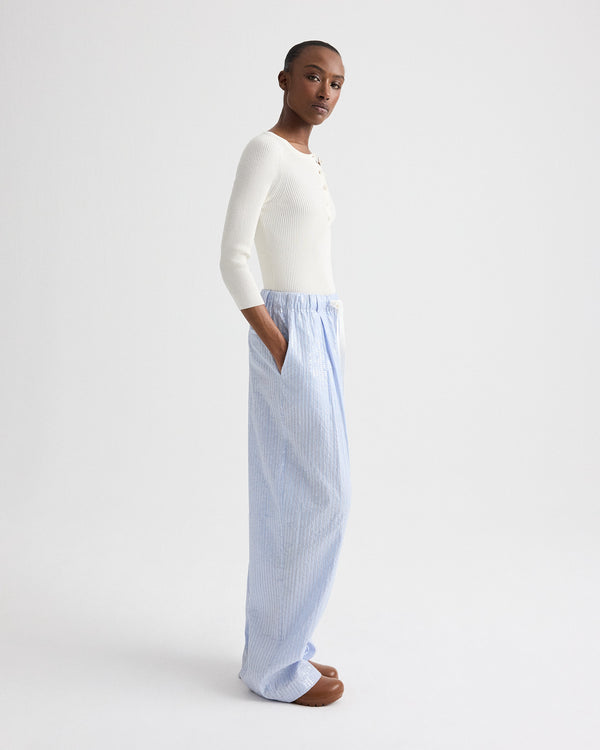 TWP Ivory The Henley Sweater in Cotton Silk Yarn view 4