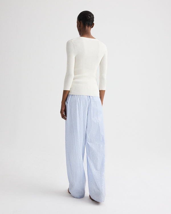 TWP Ivory The Henley Sweater in Cotton Silk Yarn view 5