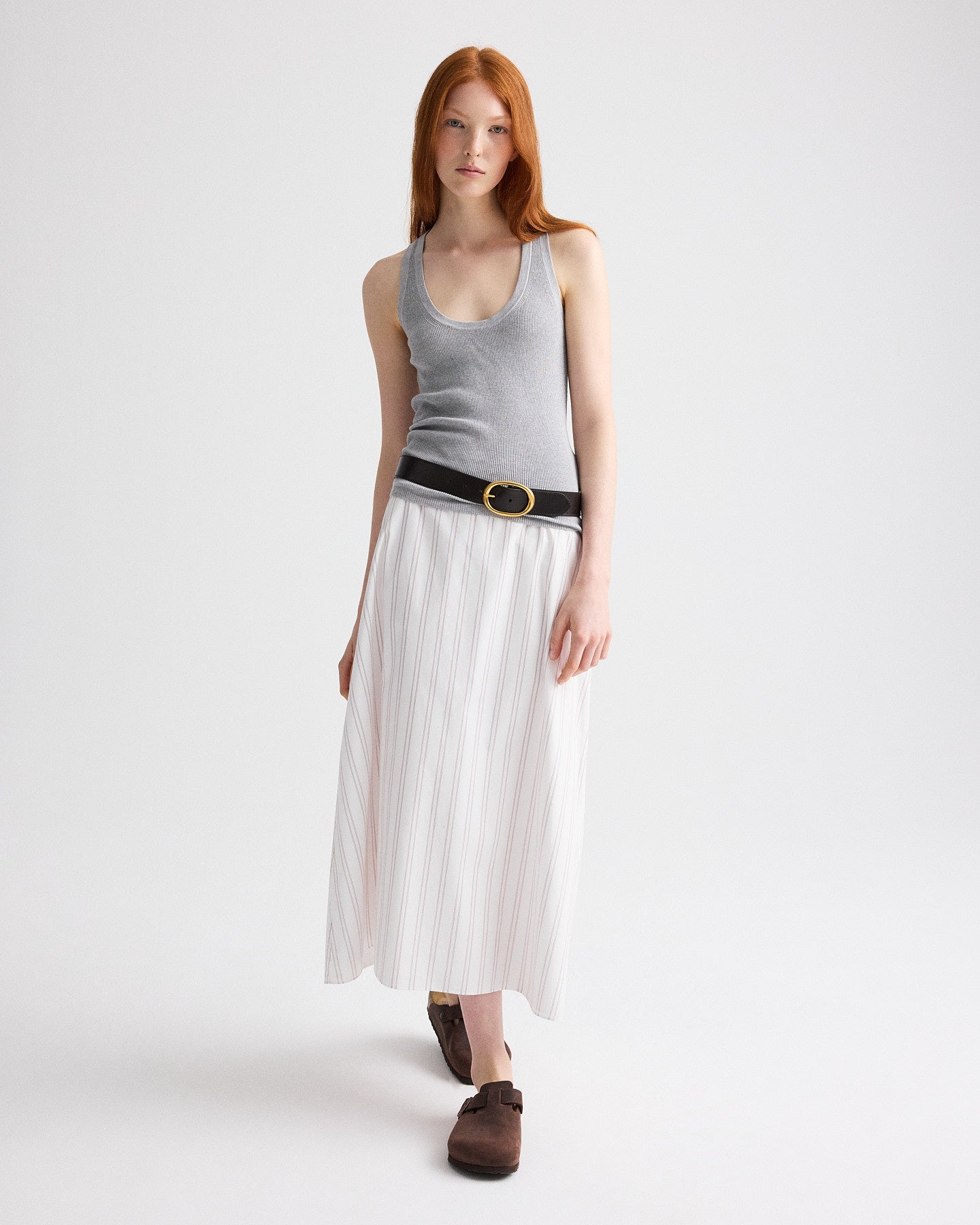 TWP Light heather grey First Layer Tank in Cotton Silk view 2