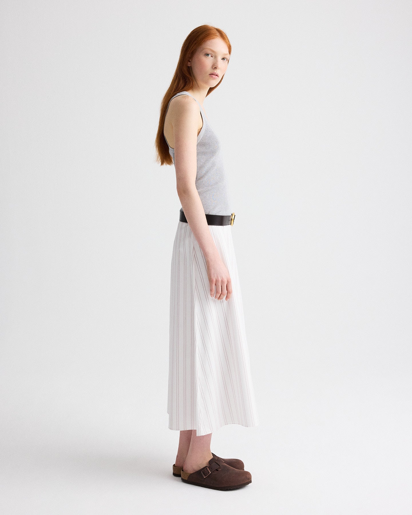 TWP Light heather grey First Layer Tank in Cotton Silk view 4