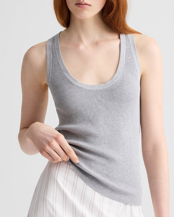 TWP Light heather grey First Layer Tank in Cotton Silk view 3