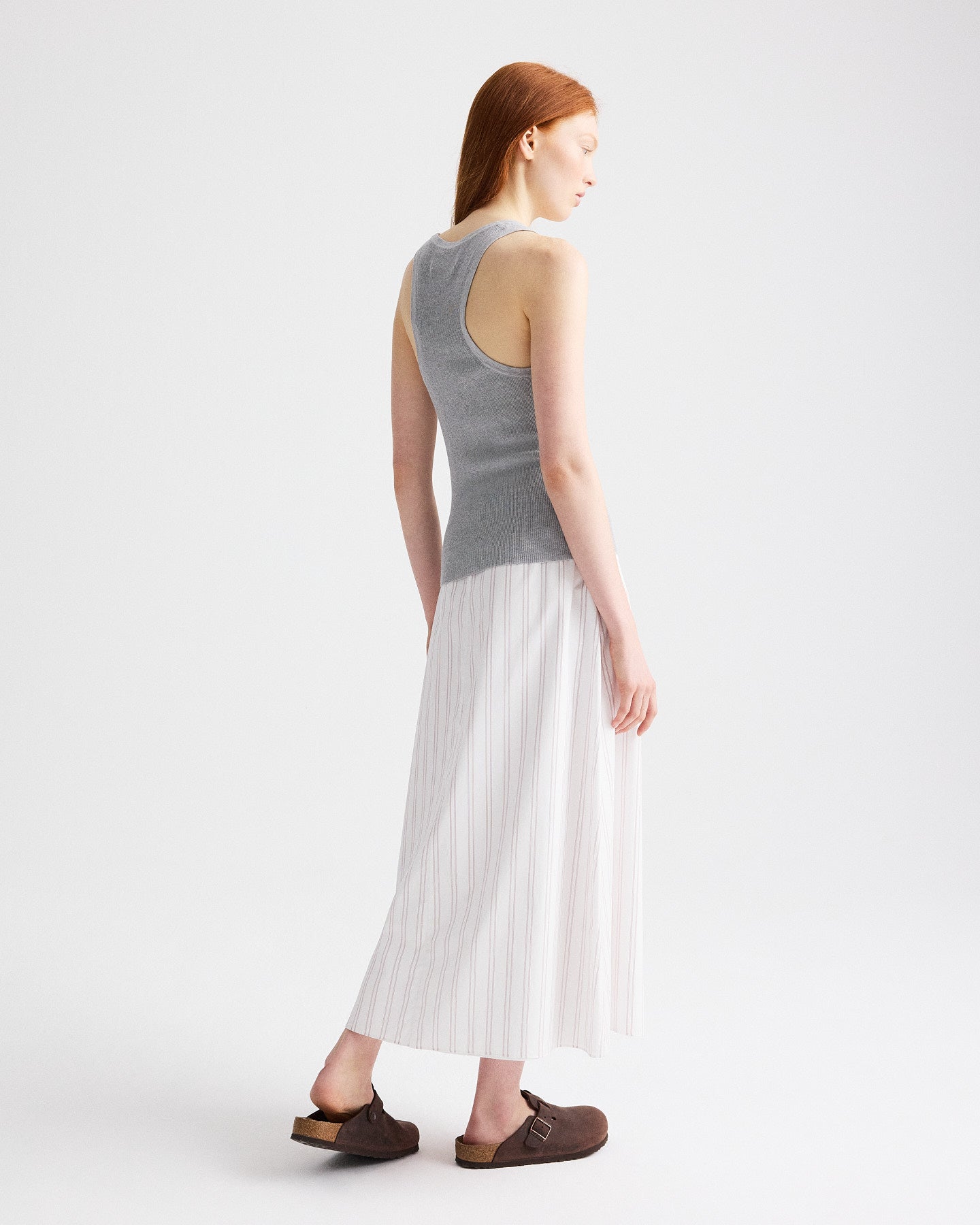 TWP Light heather grey First Layer Tank in Cotton Silk view 5