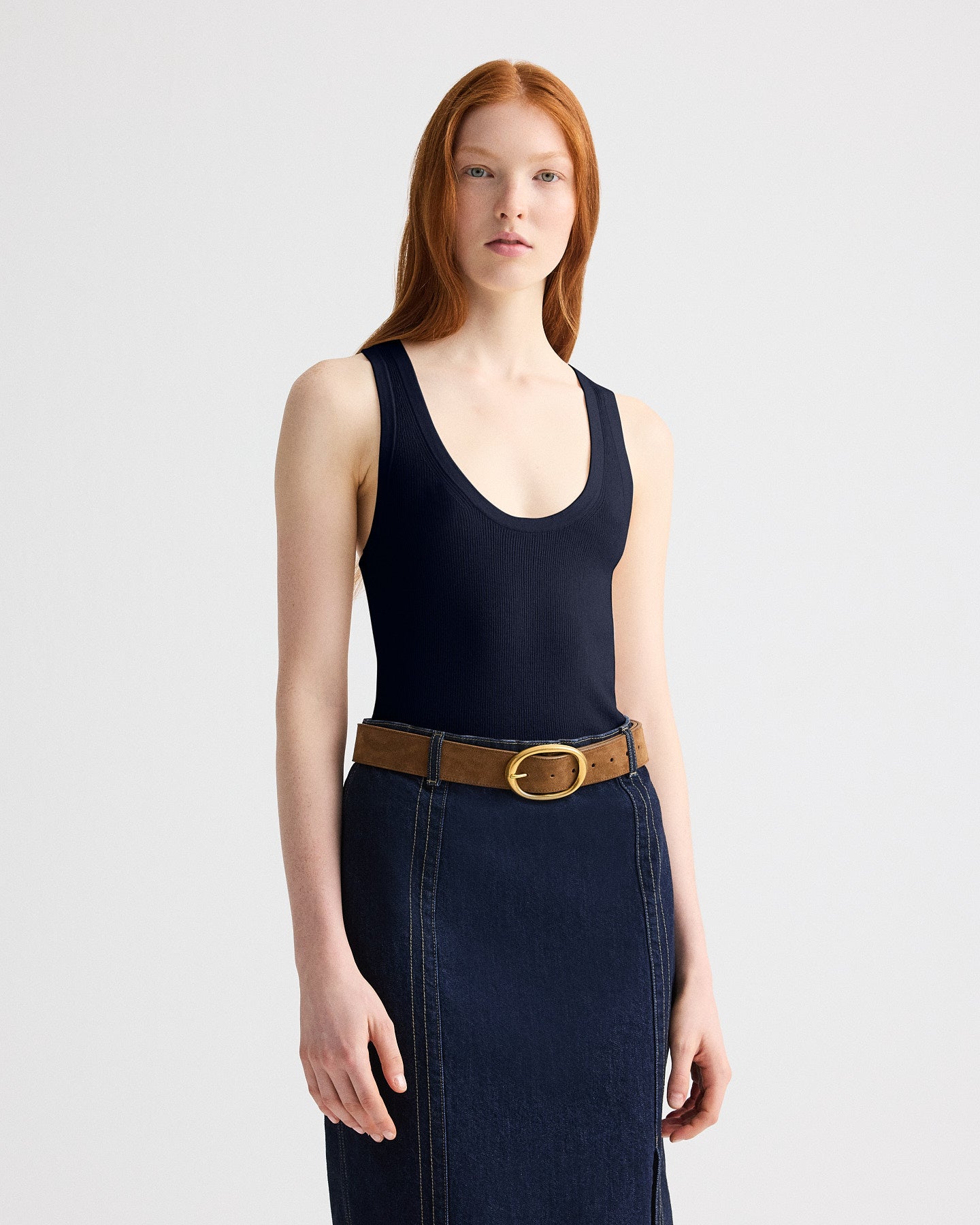 TWP Dark midnight First Layer Tank in Cotton Silk view 2