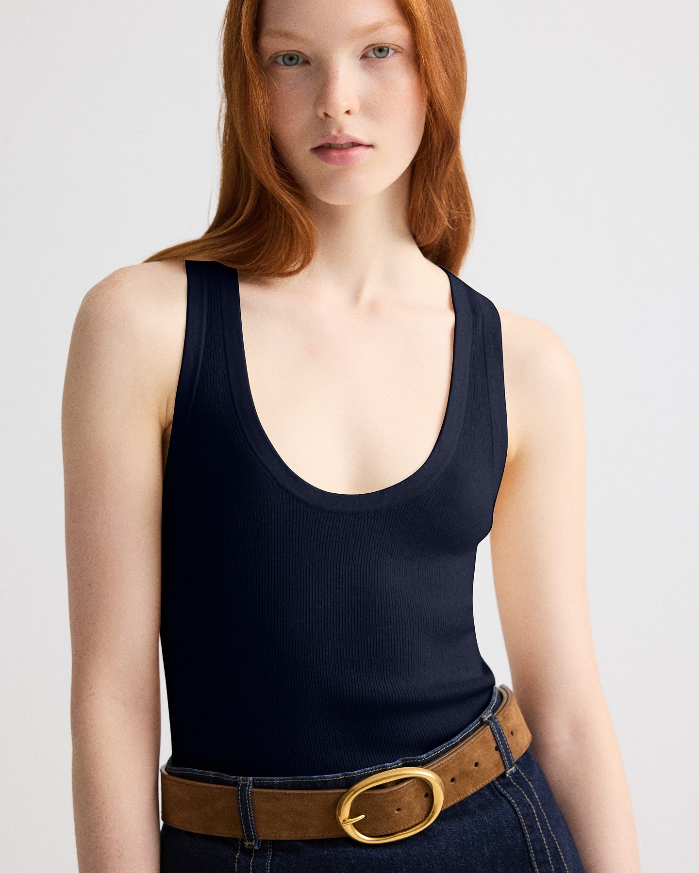 TWP Dark midnight First Layer Tank in Cotton Silk view 1