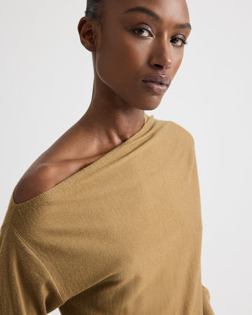 Cold Shoulder Sweater in Fine Wool Silk