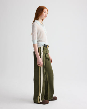 TWP Blue flower Open Stitch Slim Polo in Superfine Cashmere view 4