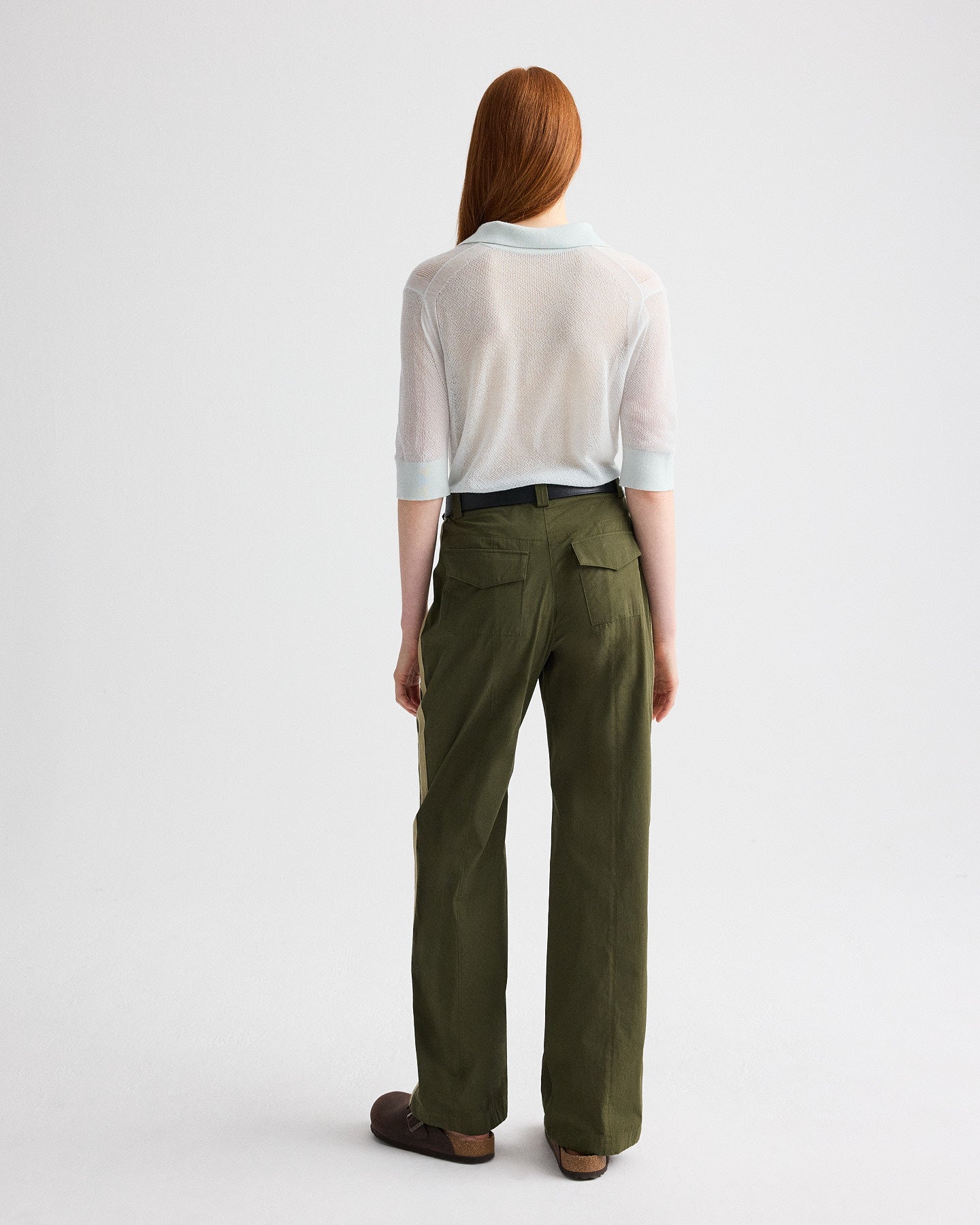 Blue flower Open Stitch Slim Polo in Superfine Cashmere | TWP