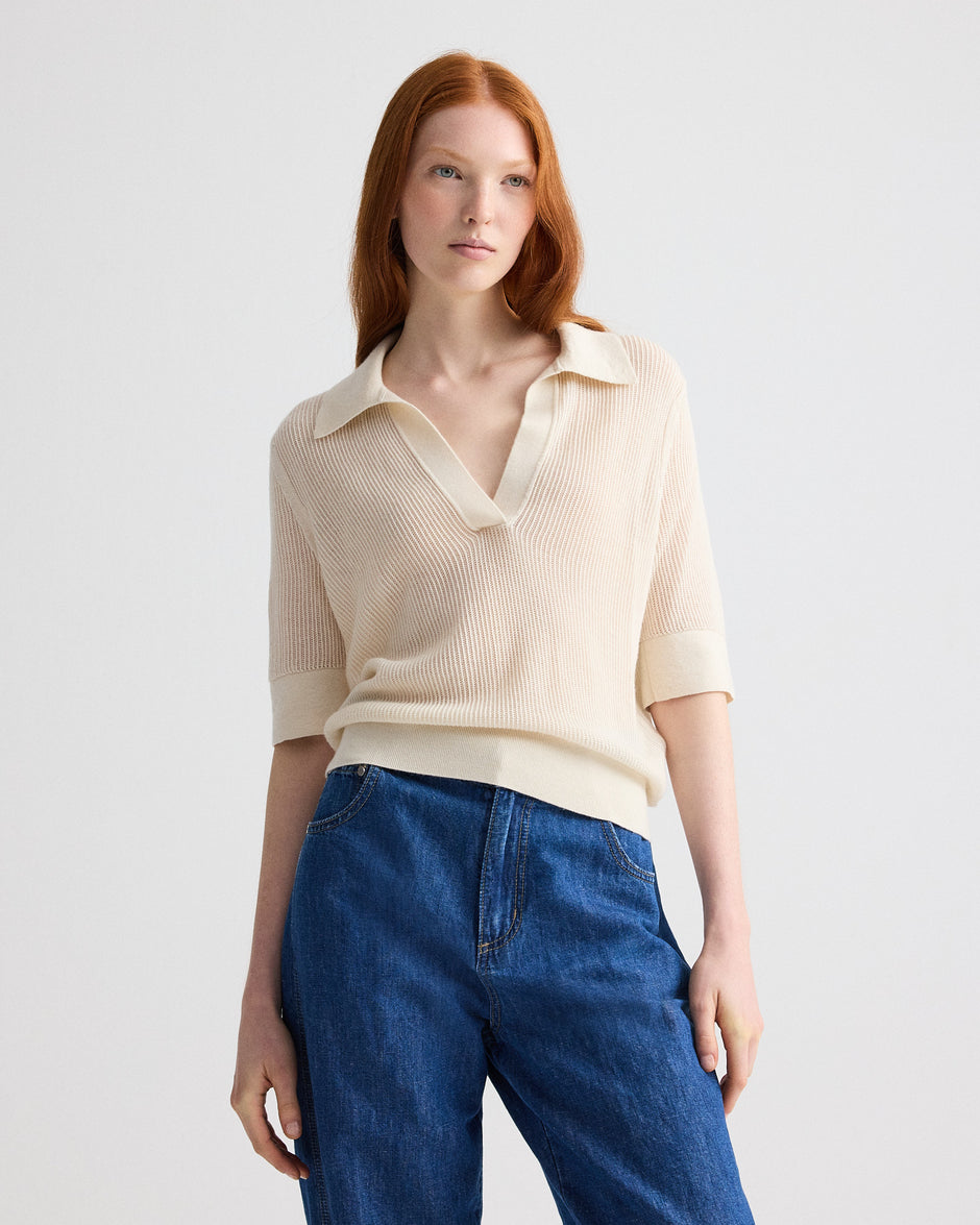 TWP Ivory The Polo in Superfine Cashmere view 1