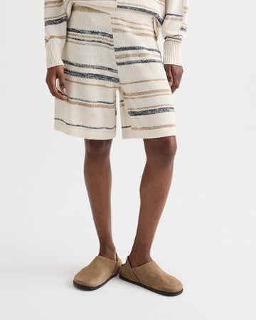 TWP Ivory multi Intarsia Stripe Short in Linen Silk Yarn view 3