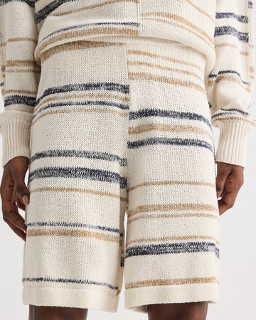 TWP Ivory multi Intarsia Stripe Short in Linen Silk Yarn view 4