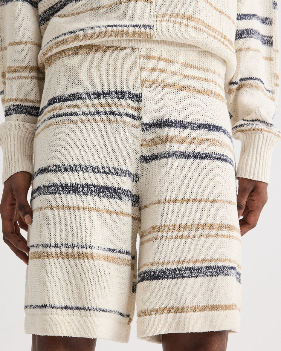 TWP Ivory multi Intarsia Stripe Short in Linen Silk Yarn view 4