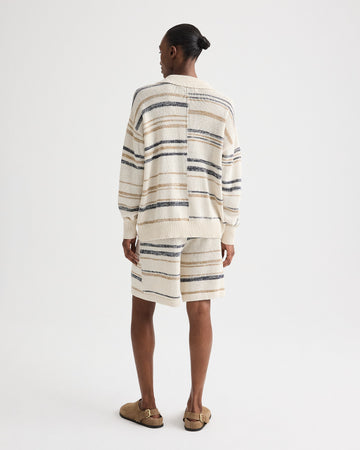 TWP Ivory multi Intarsia Stripe Short in Linen Silk Yarn view 5