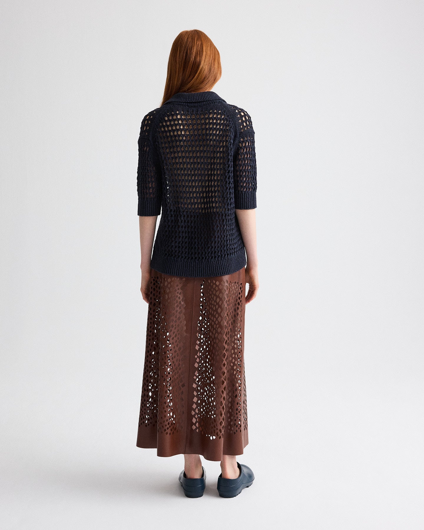 TWP Night sky Unspoken Truth Polo Sweater in Linen Silk view 5